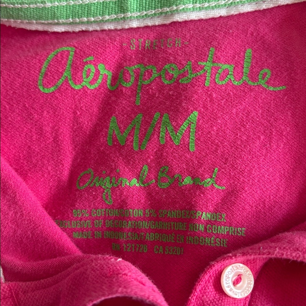 Aeropostale Fuchsia Button Down Polo Shirt - Picture 2 of 2